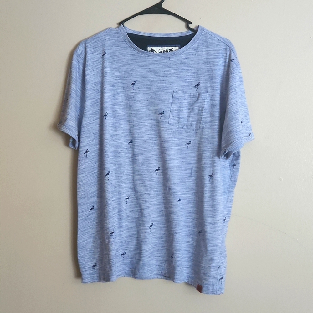 MBX Mens Cuffed Blue Flamingo Tshirt
